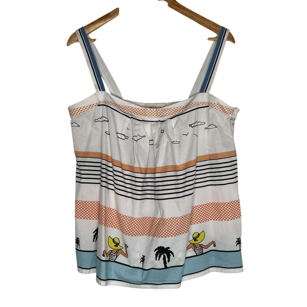 Paul & Joe Paris Resort Tropical Novelty Print Tank Top SZ XL Beachy‎ Vacation